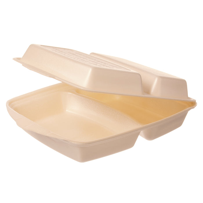 Boîte à dîner beige en XPS - 280 x 220 x 75 mm - environ 4600 ml - divisée en deux parties - laminée