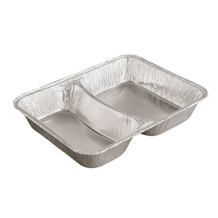 Bol menu carré en aluminium avec bord roulé saillant, divisé en 2 parties 440/580ml 227x177x39mm