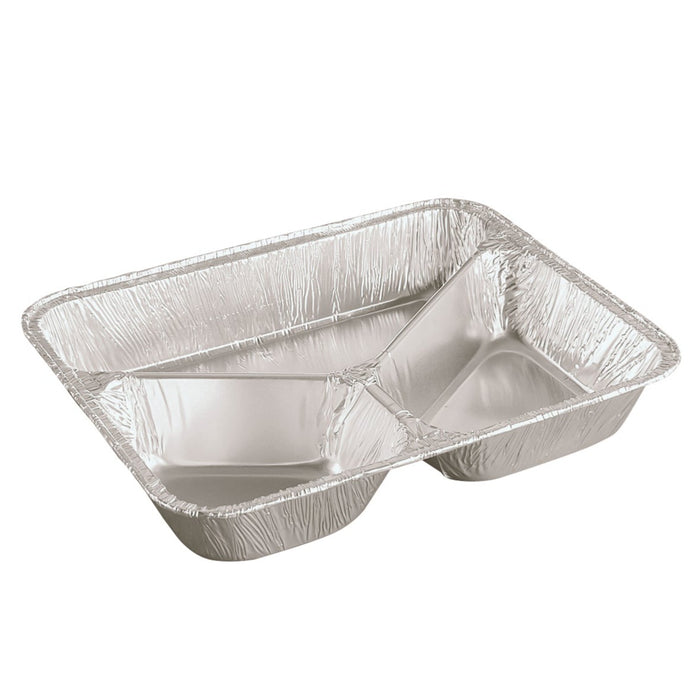 Bol menu carré en aluminium avec bord roulé saillant, divisé en 3 parties 280/200/480ml 227x177x39mm