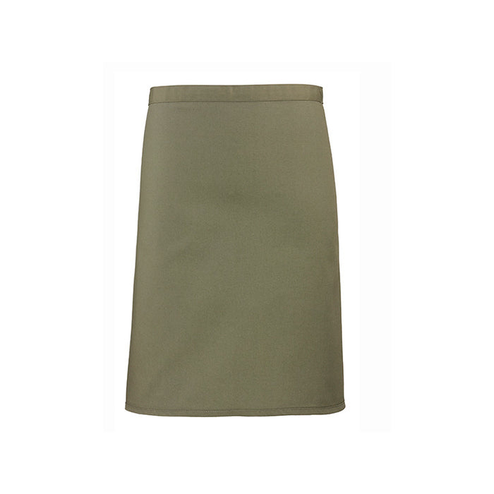 Tablier mi-long vert olive - taille universelle - 70 x 50 cm - 65% polyester / 35% coton