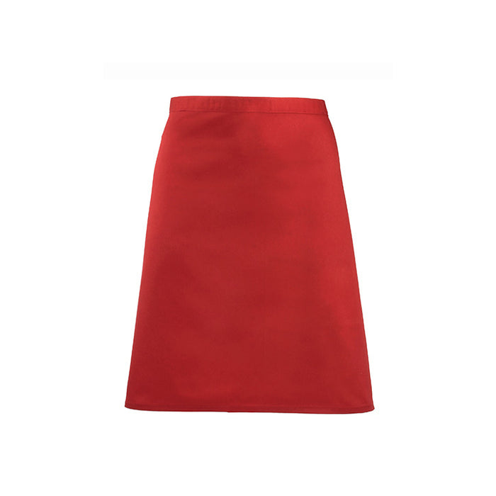 Tablier mi-long rouge - taille universelle - 70 x 50 cm - 65% polyester / 35% coton