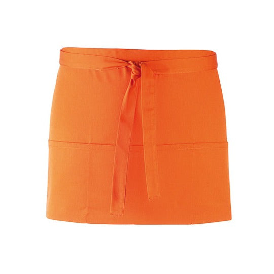 Tablier de bar orange avec 3 poches - taille universelle - 60 x 33 cm - 65% polyester / 35% coton